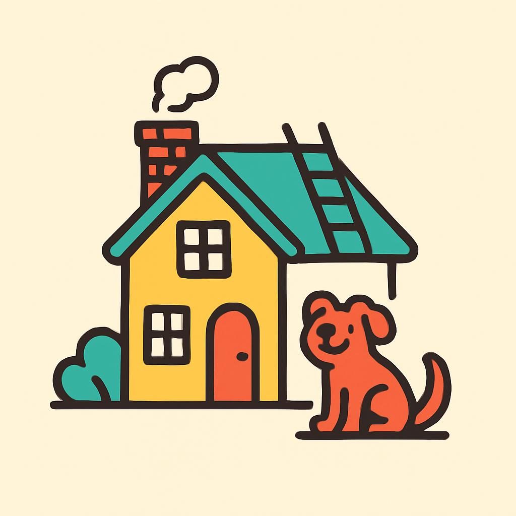 Drawing of a house with a chimney